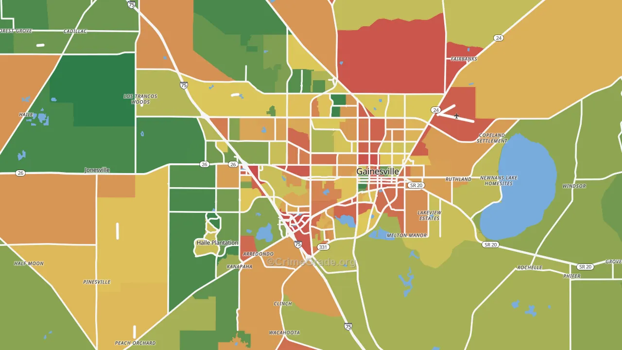 Gainesville, FL Map of Theft Rates