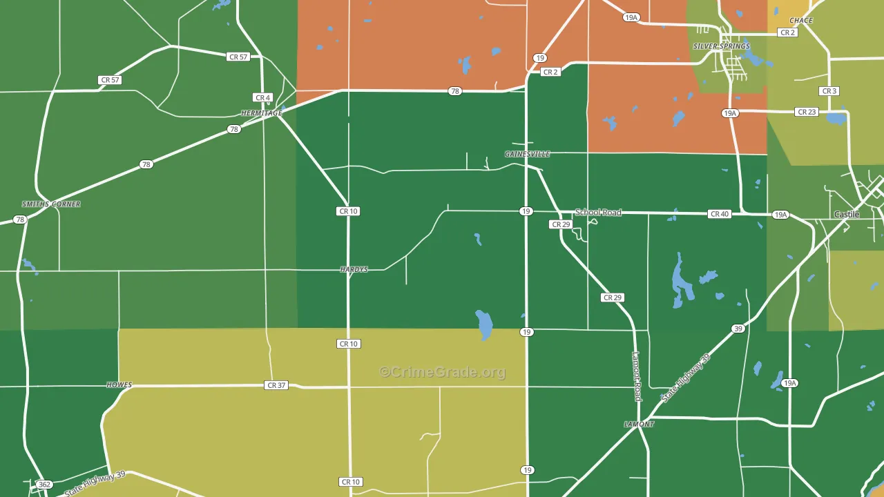 Gainesville, NY Map of Theft Rates