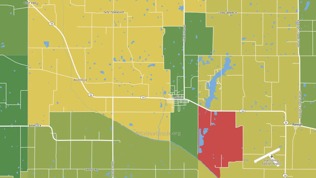 Galatia, IL Map of Theft Rates