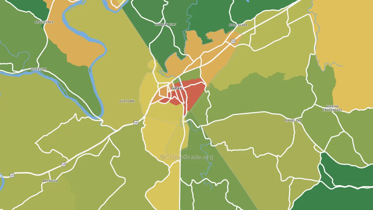 Galax, VA Map of Theft Rates