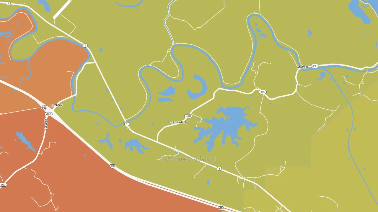 Galbraith, LA Map of Theft Rates