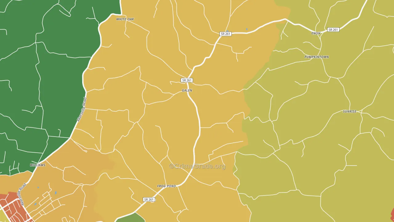 Galen, TN Map of Theft Rates