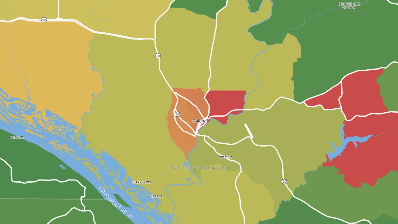Galena, IL Map of Theft Rates