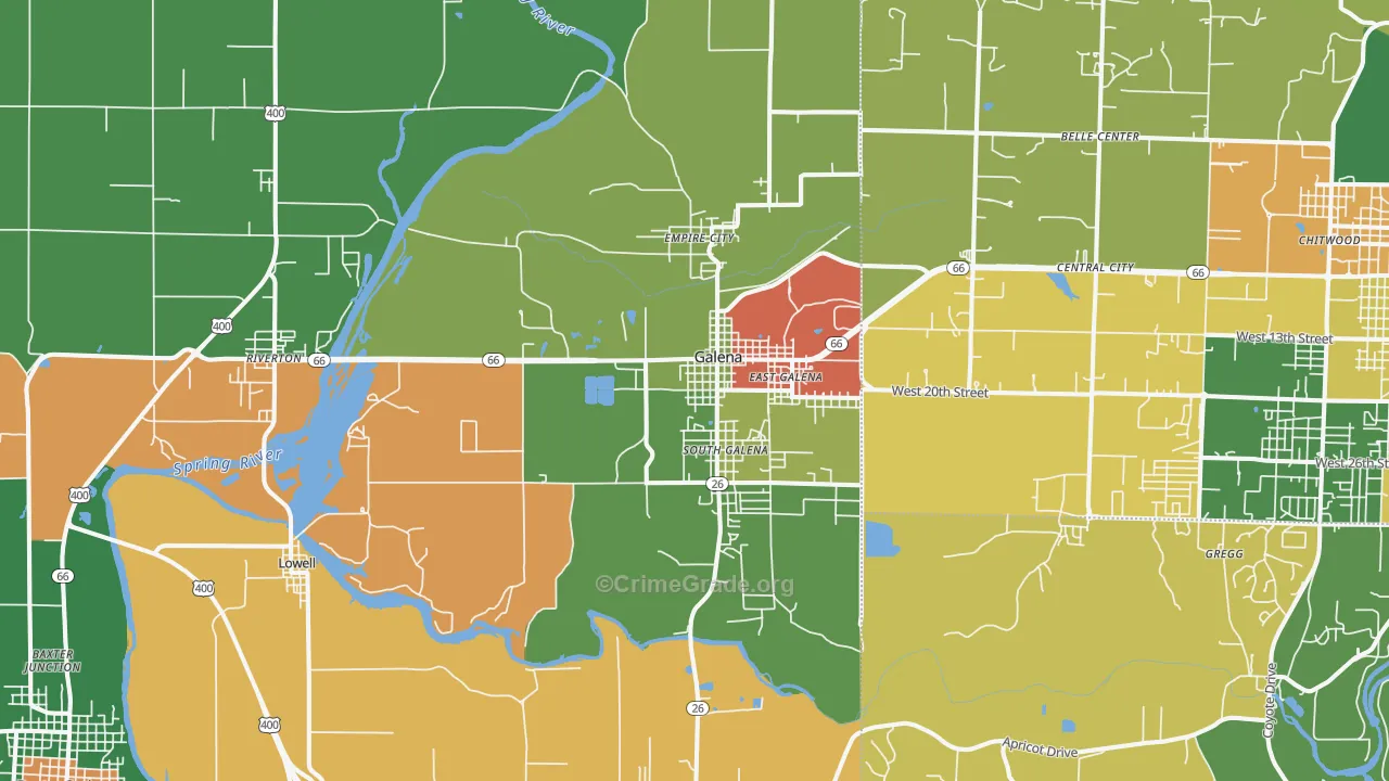 Galena, KS Map of Theft Rates