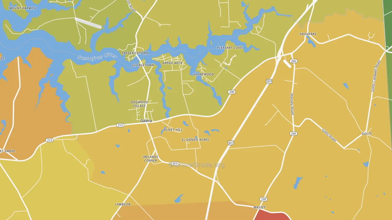Galena, MD Map of Theft Rates