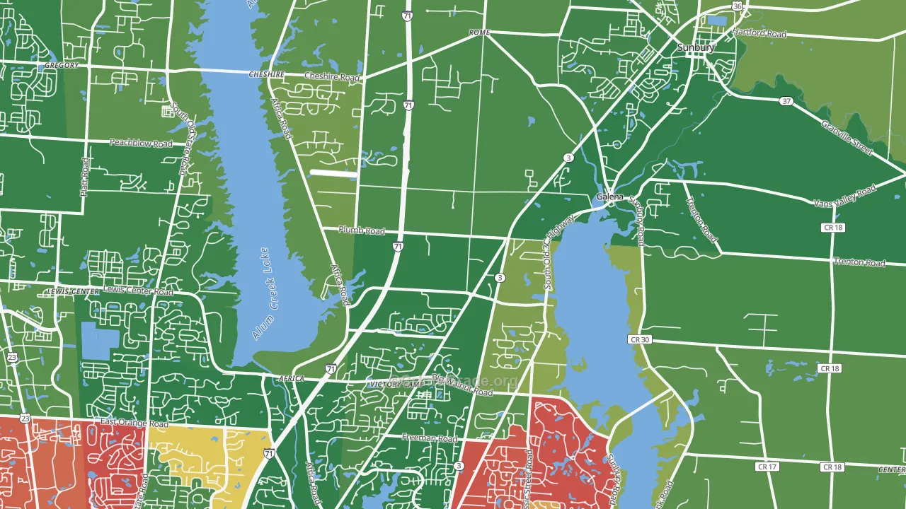 Galena, OH Map of Theft Rates