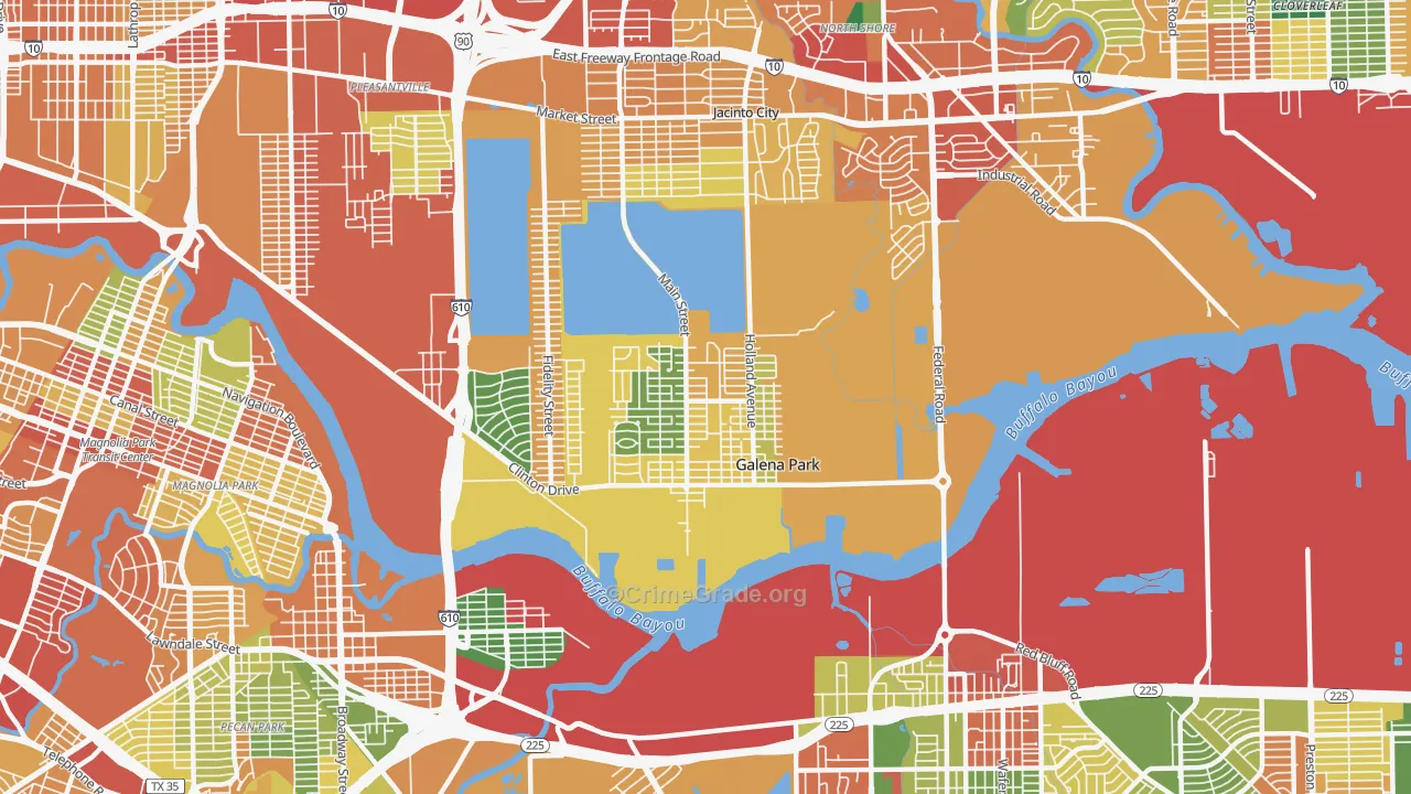 Galena Park, TX Map of Theft Rates