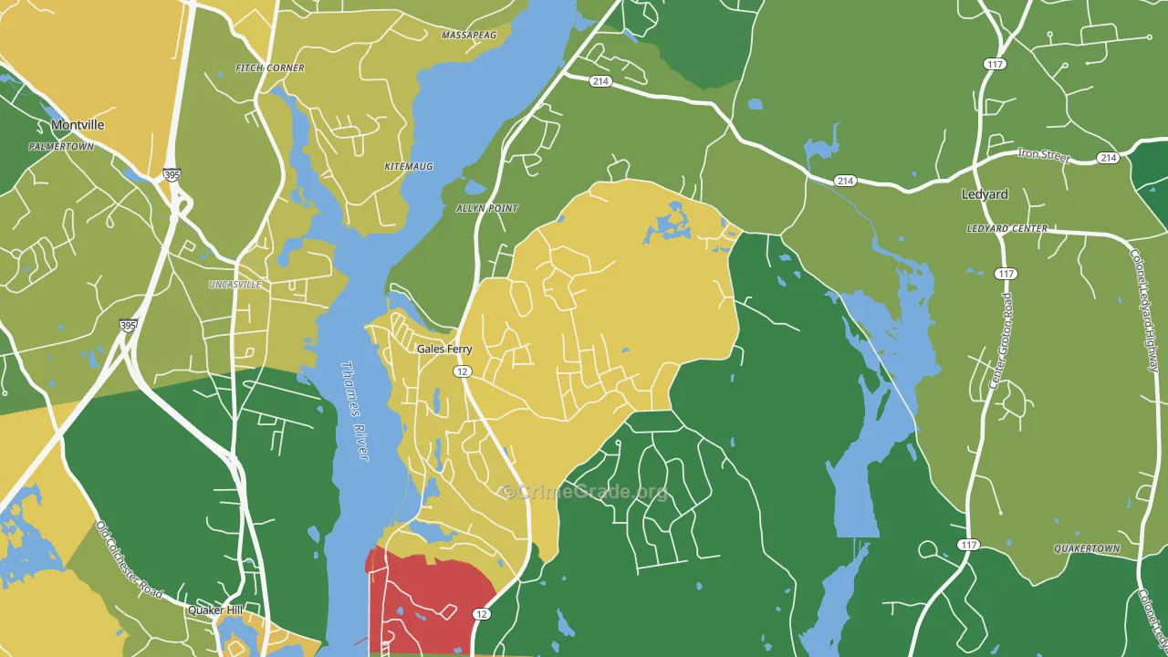 Gales Ferry, CT Map of Theft Rates