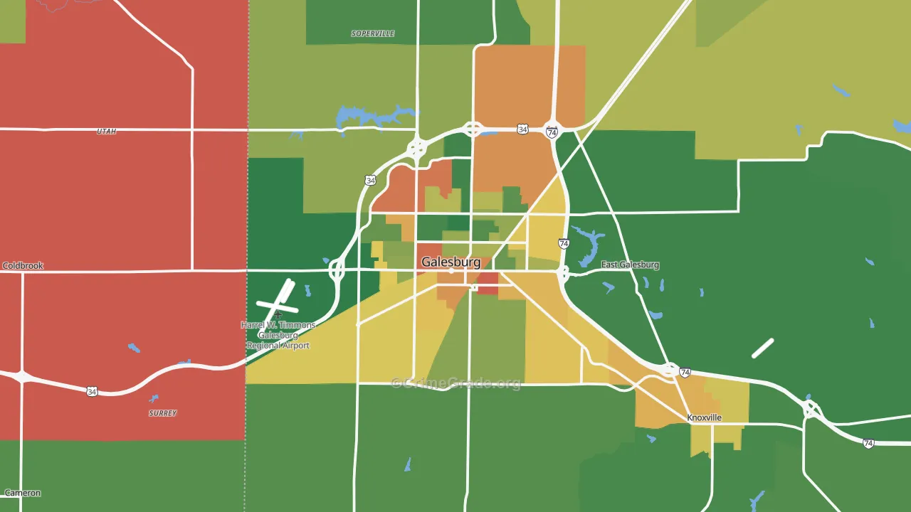 Galesburg, IL Map of Theft Rates