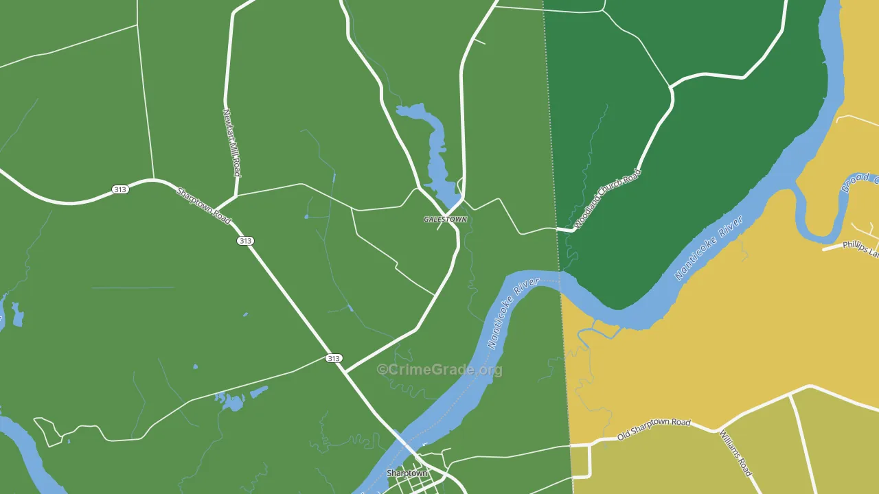 Galestown, MD Map of Theft Rates