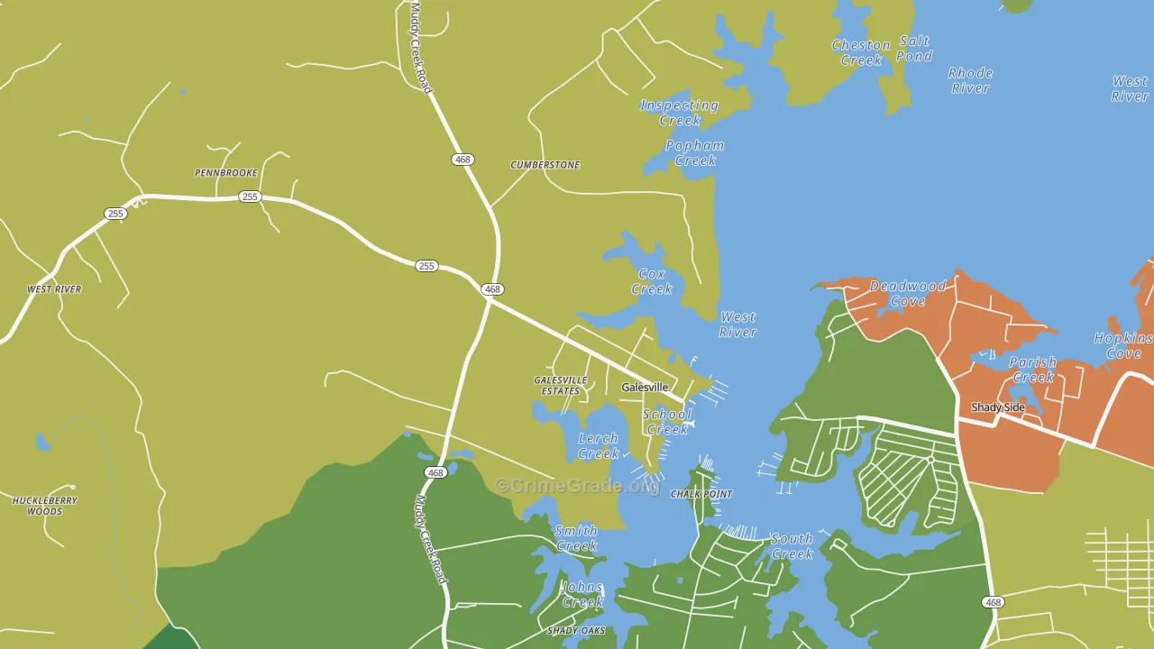 Galesville, MD Map of Theft Rates