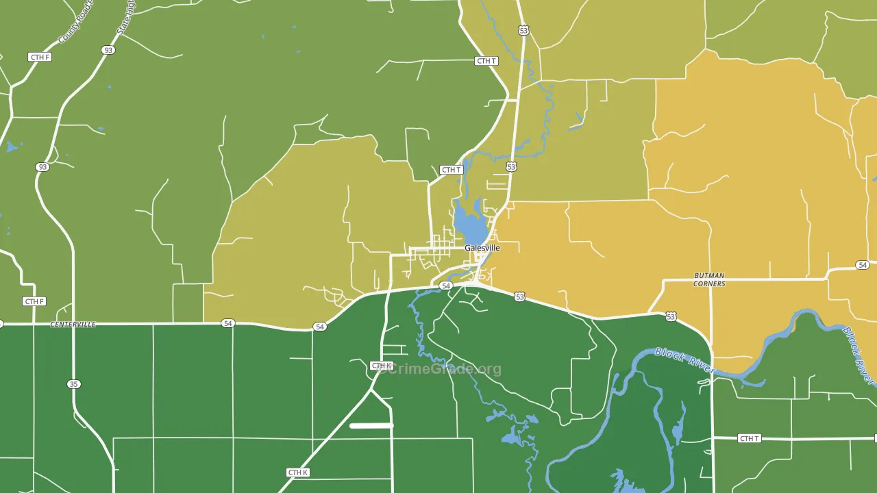 Galesville, WI Map of Theft Rates