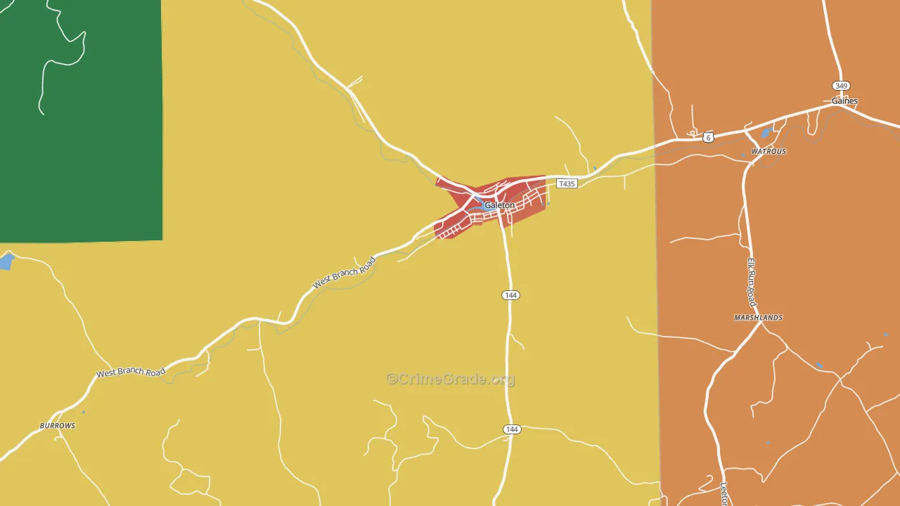 Galeton, PA Map of Theft Rates