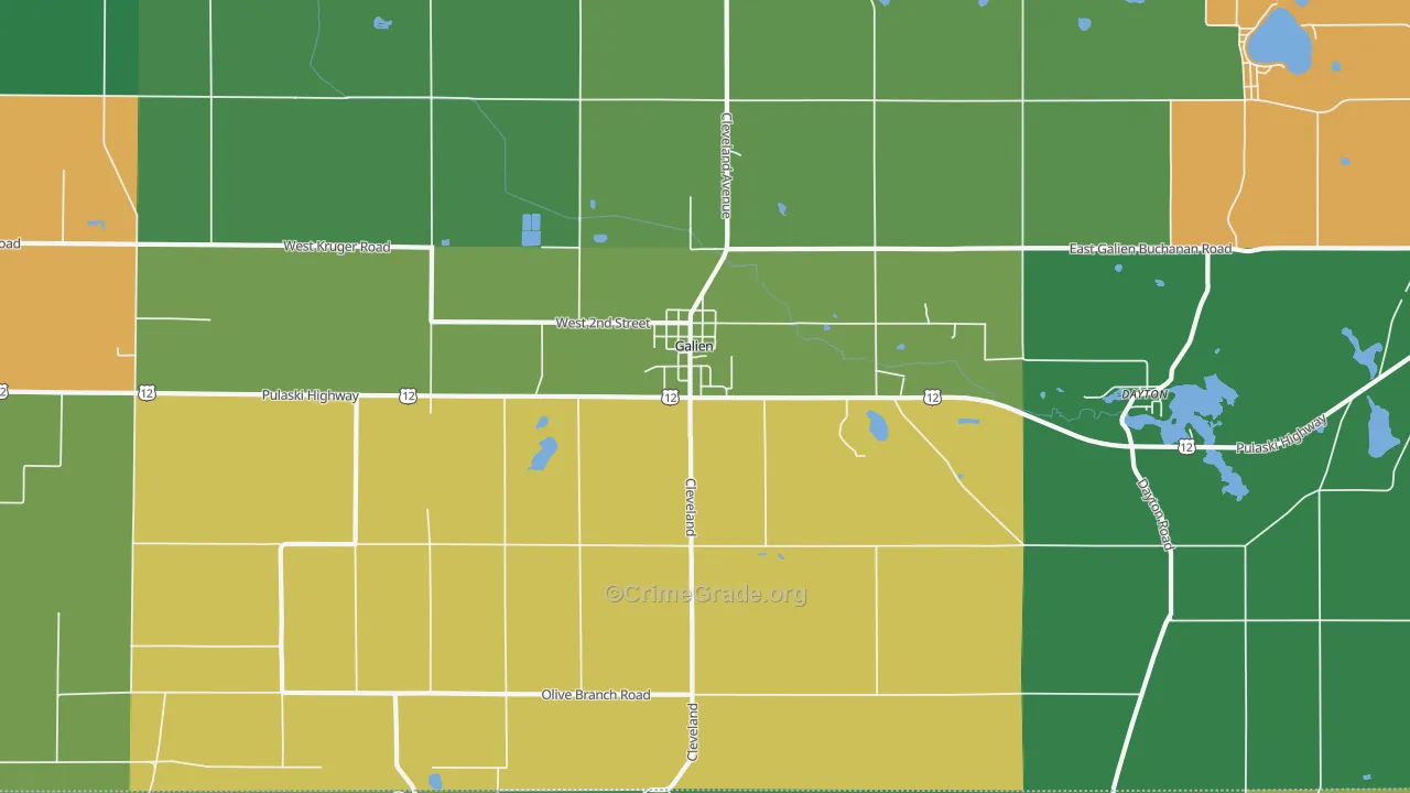 Galien, MI Map of Theft Rates