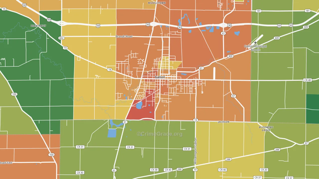 Galion, OH Map of Theft Rates