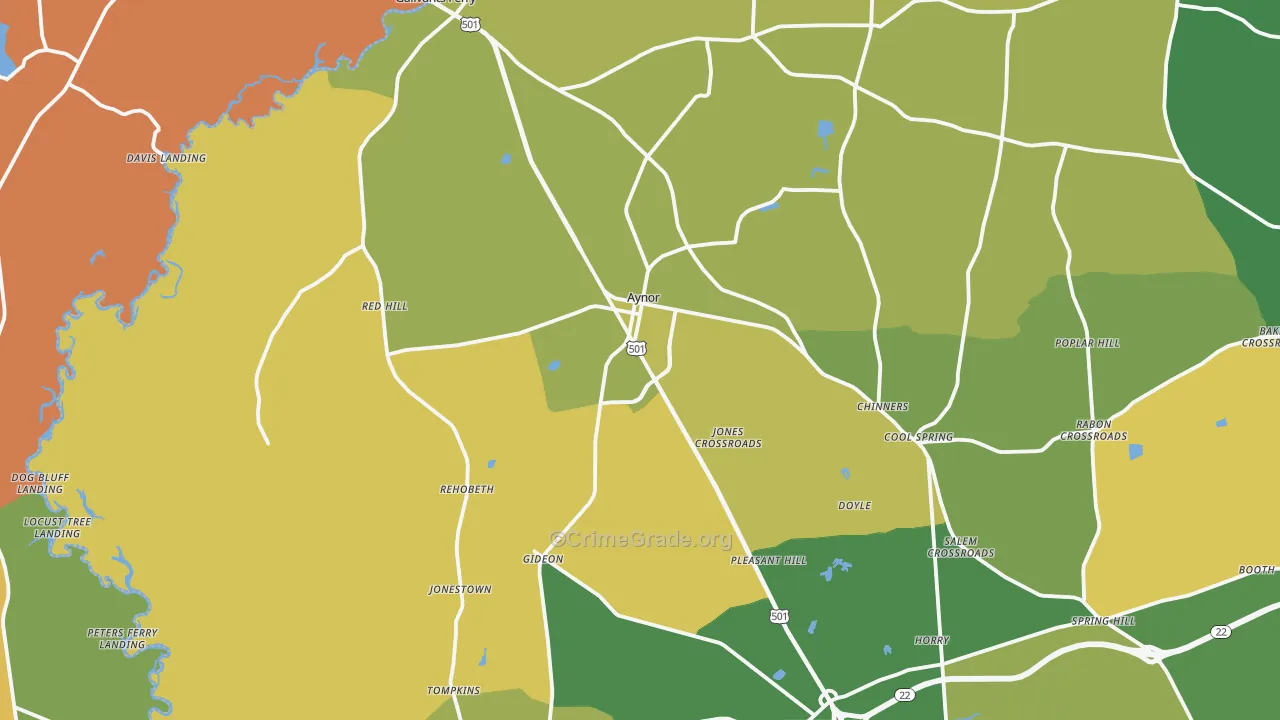 Galivants Ferry, SC Map of Theft Rates