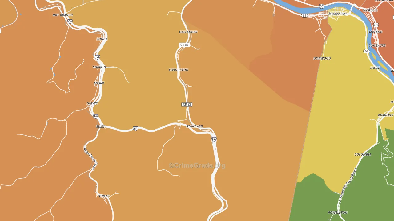 Gallagher, WV Map of Theft Rates