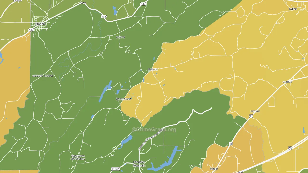 Gallant, AL Map of Theft Rates