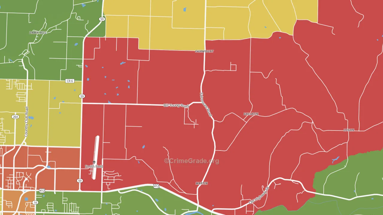 Gallatin, AR Map of Theft Rates