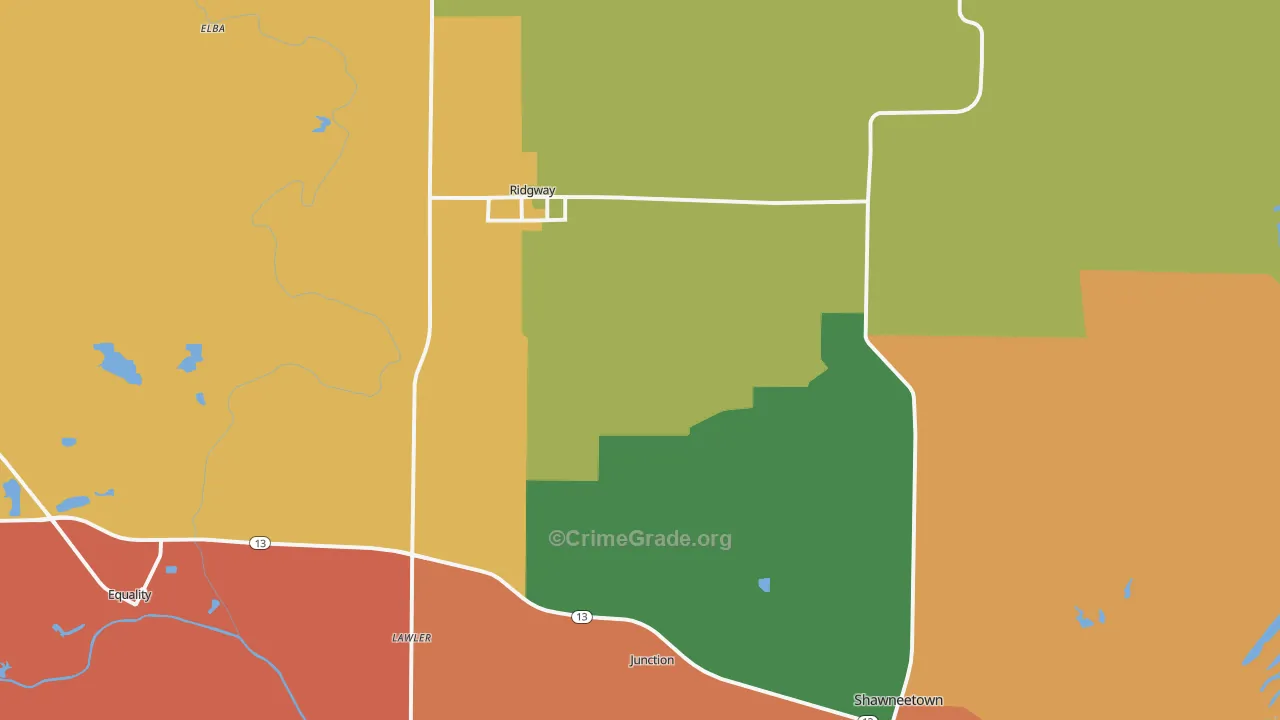 Gallatin County, IL Map of Theft Rates