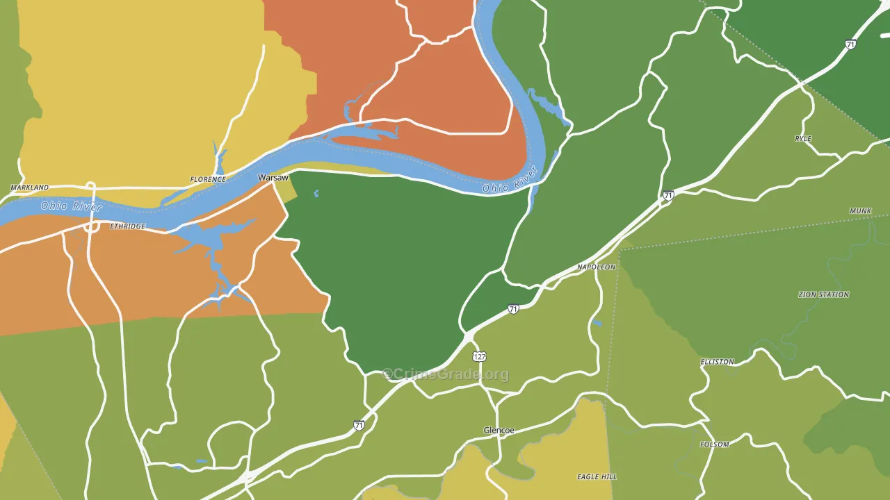 Gallatin County, KY Map of Theft Rates