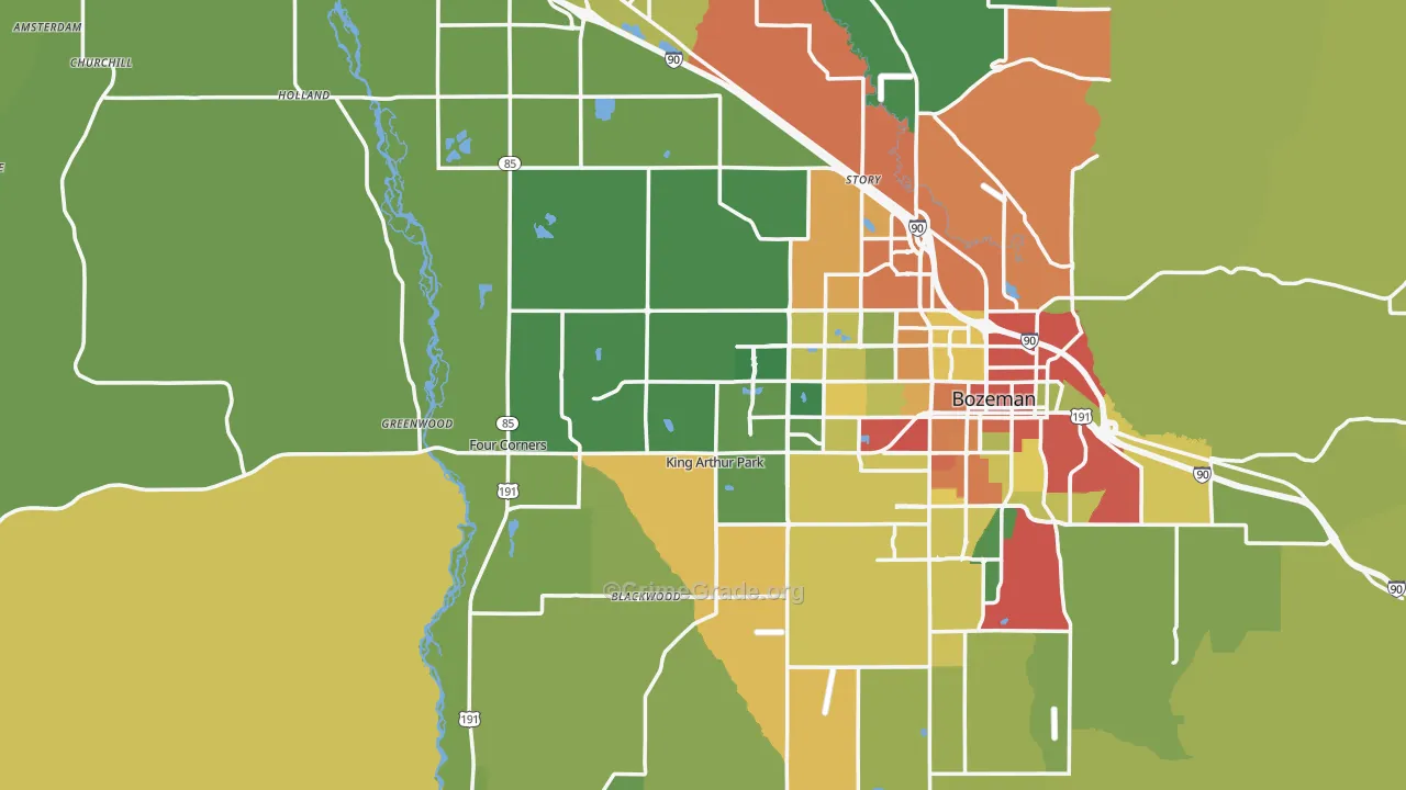 Gallatin County, MT Map of Theft Rates