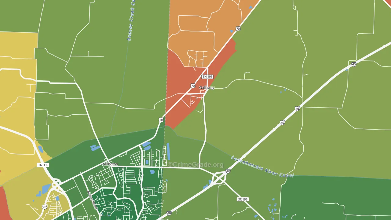 Gallaway, TN Map of Theft Rates