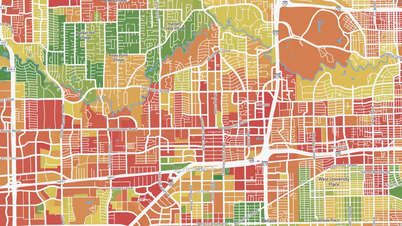 Galleria-Uptown, Houston, TX Map of Theft Rates