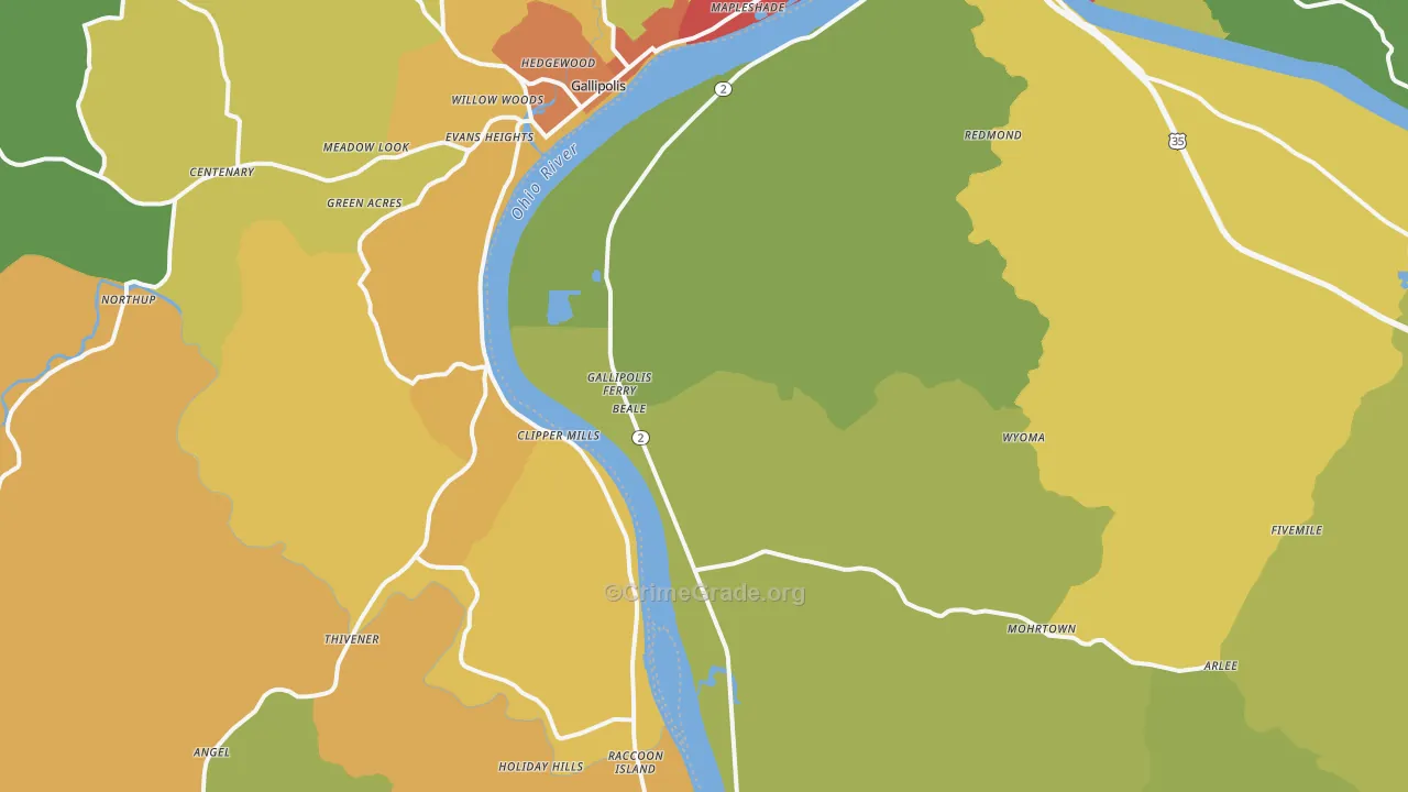 Gallipolis Ferry, WV Map of Theft Rates