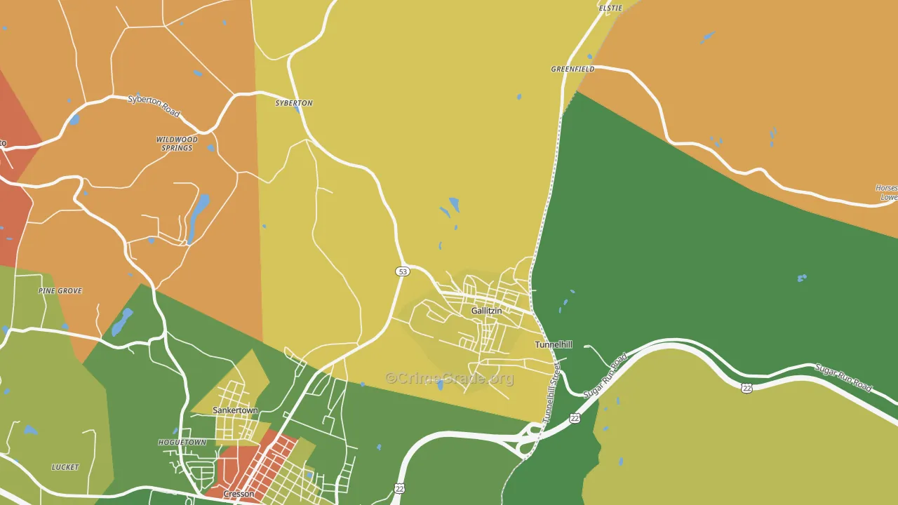 Gallitzin, PA Map of Theft Rates