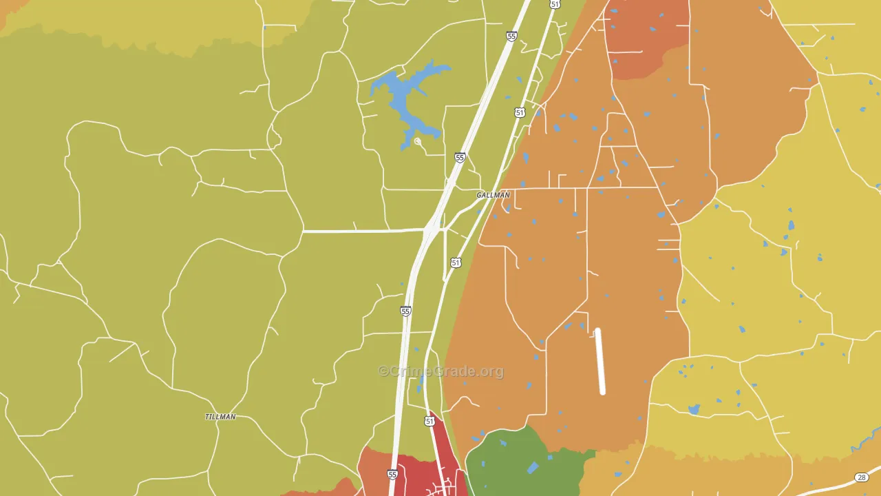 Gallman, MS Map of Theft Rates