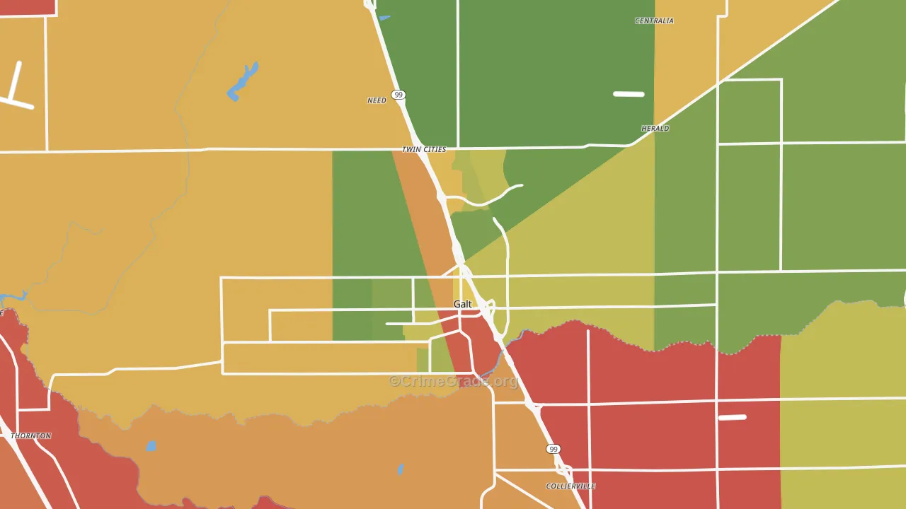 Galt, CA Map of Theft Rates