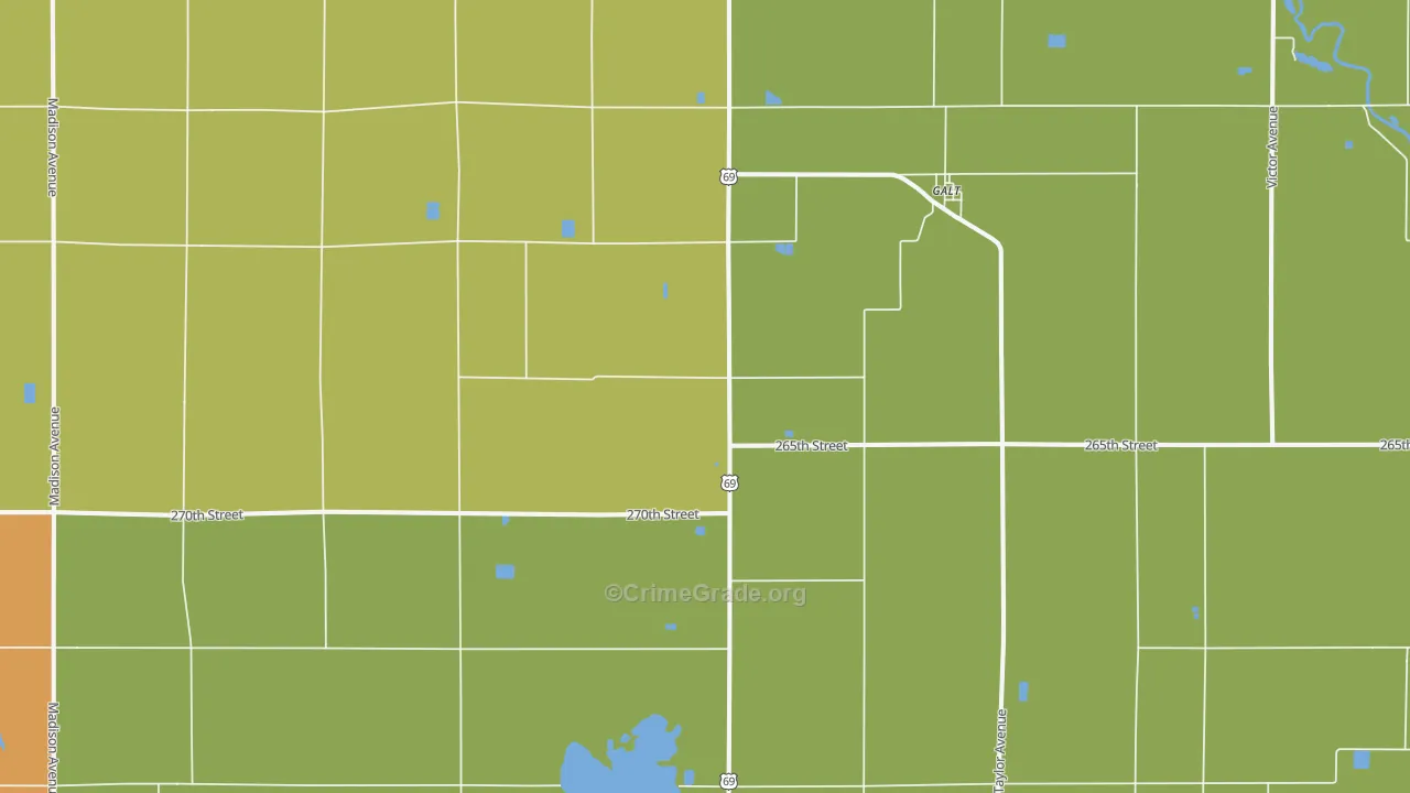 Galt, IA Map of Theft Rates