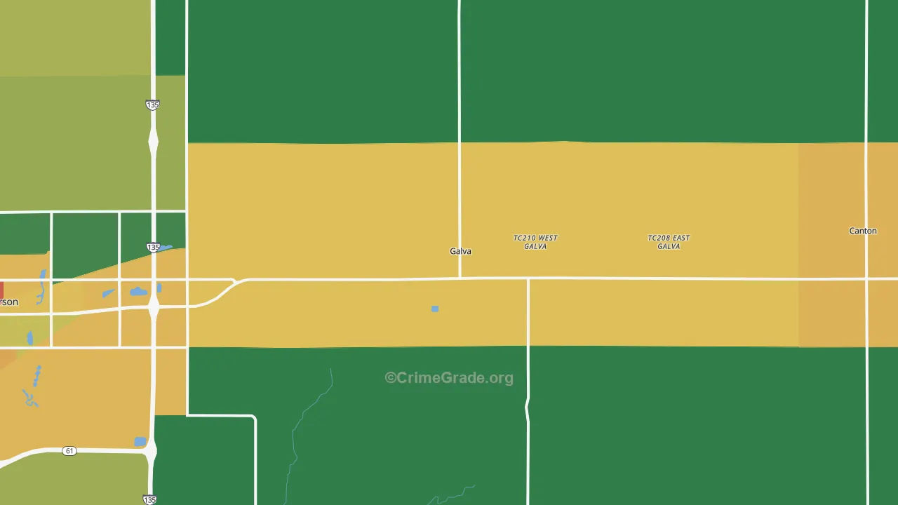 Galva, KS Map of Theft Rates