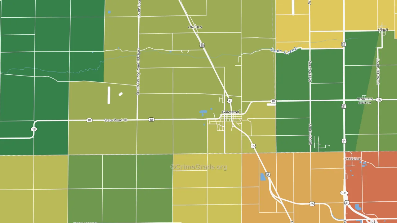 Galveston, IN Map of Theft Rates