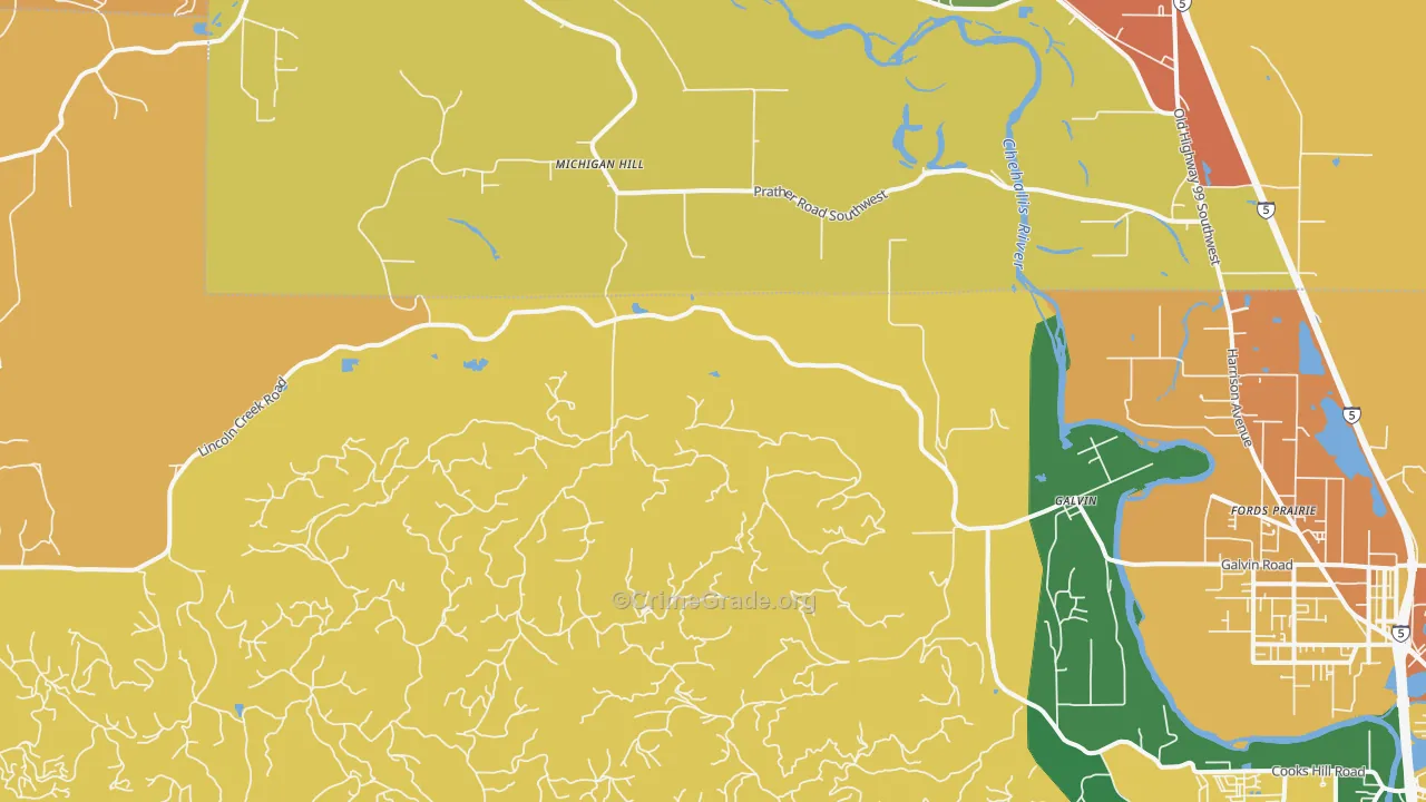 Galvin, WA Map of Theft Rates