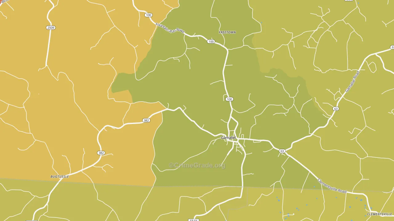 Gamaliel, KY Map of Theft Rates
