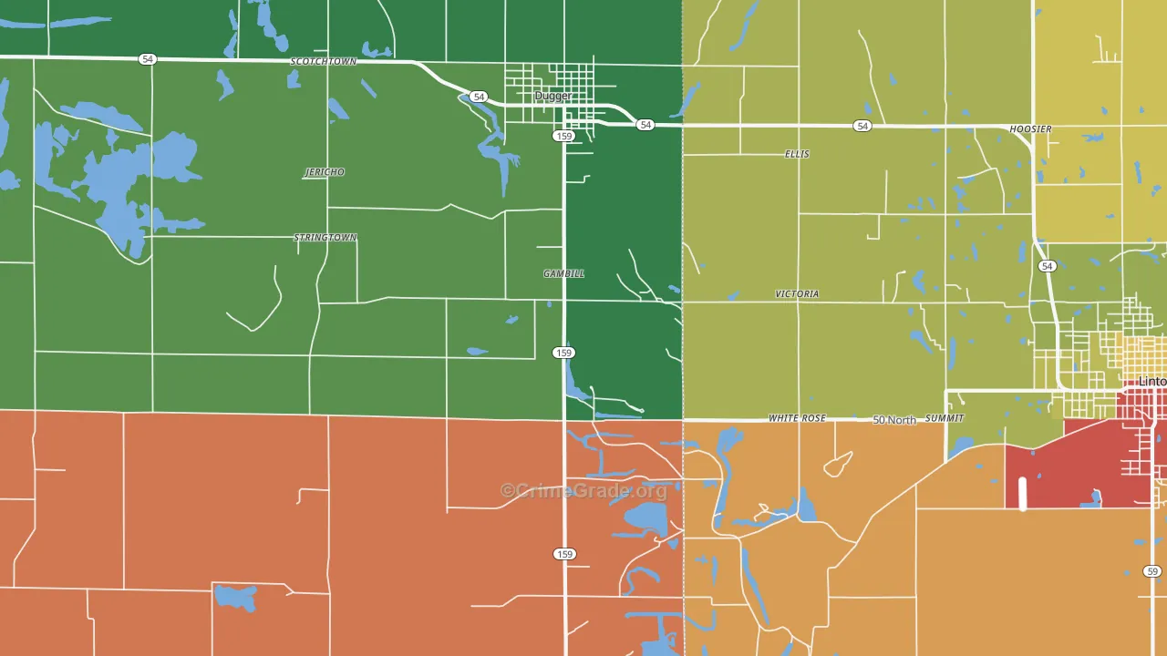 Gambill, IN Map of Theft Rates