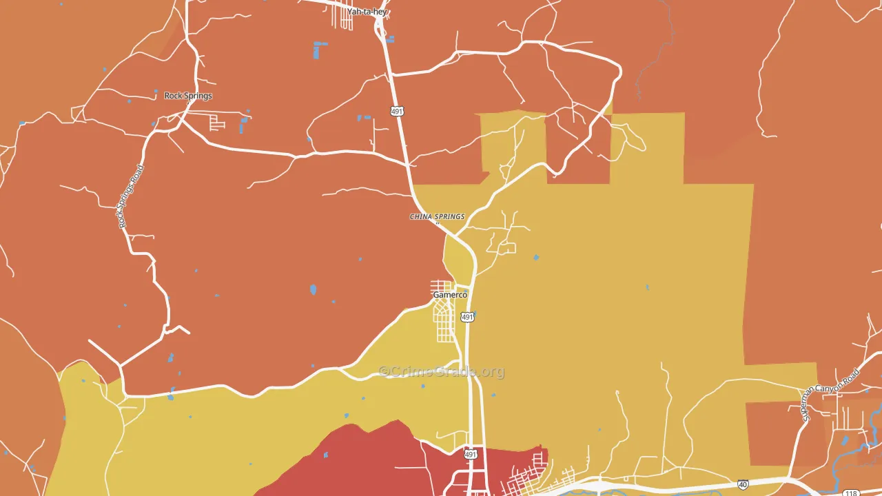 Gamerco, NM Map of Theft Rates