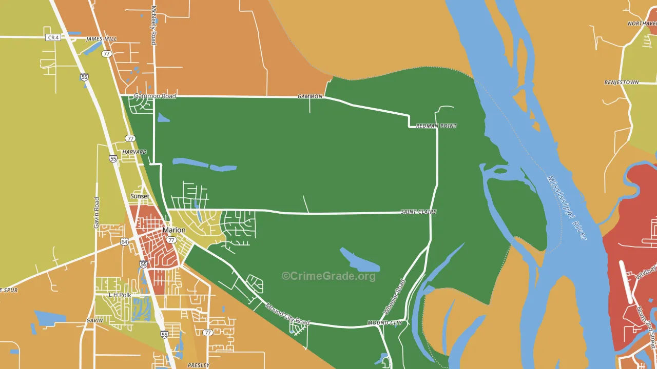 Gammon, AR Map of Theft Rates