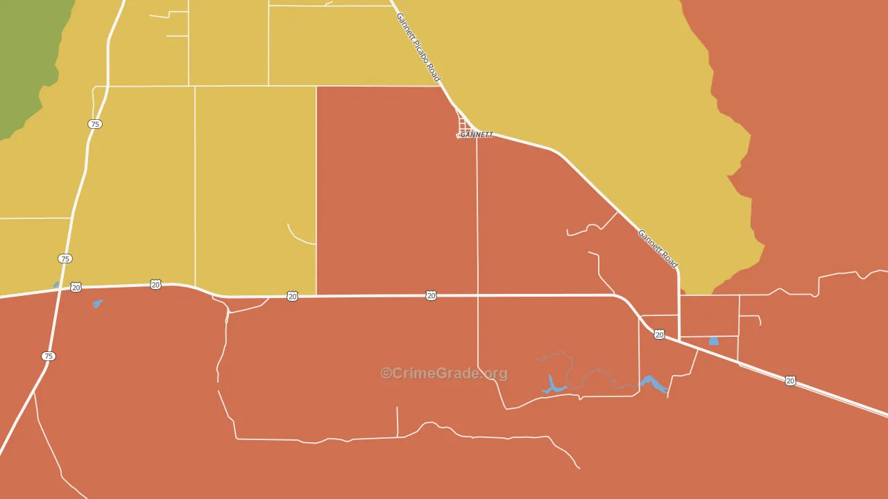 Gannett, ID Map of Theft Rates