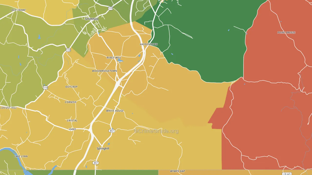 Gans, PA Map of Theft Rates