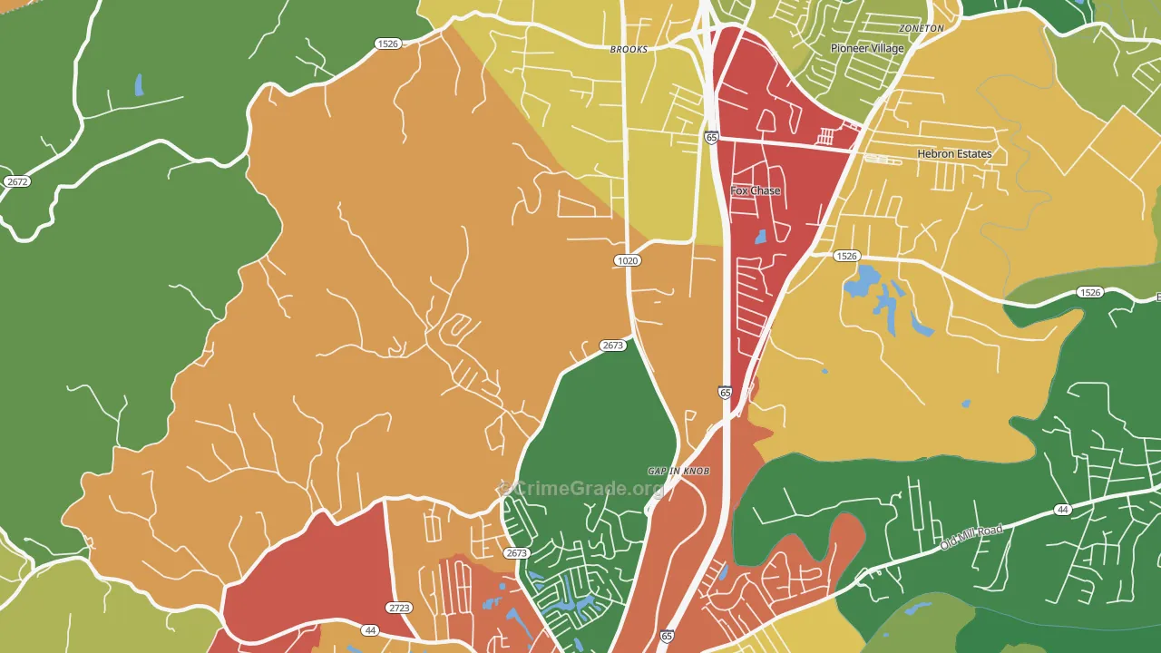 Gap in Knob, KY Map of Theft Rates