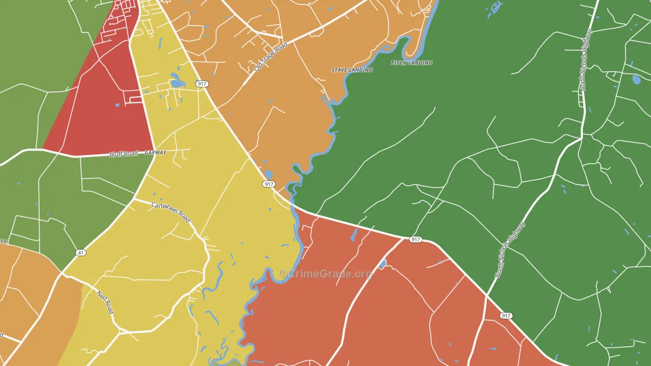 Gapway, SC Map of Theft Rates