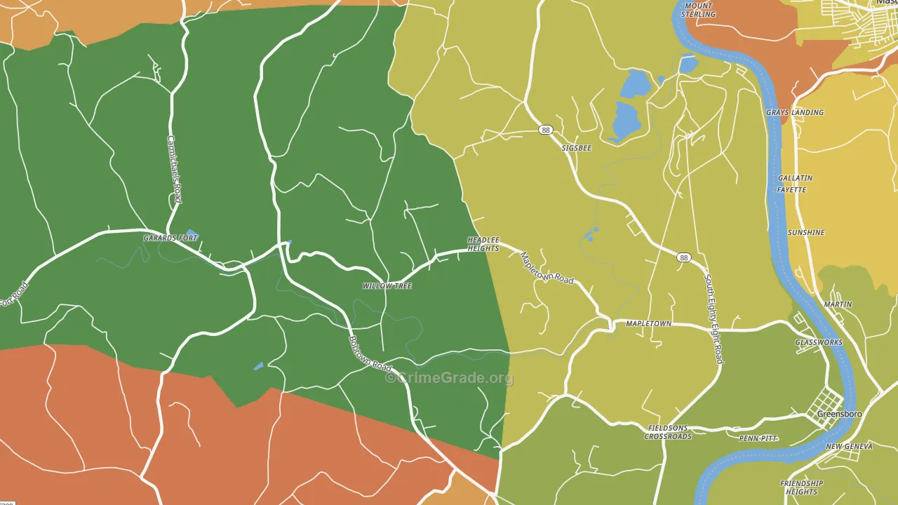 Garards Fort, PA Map of Theft Rates