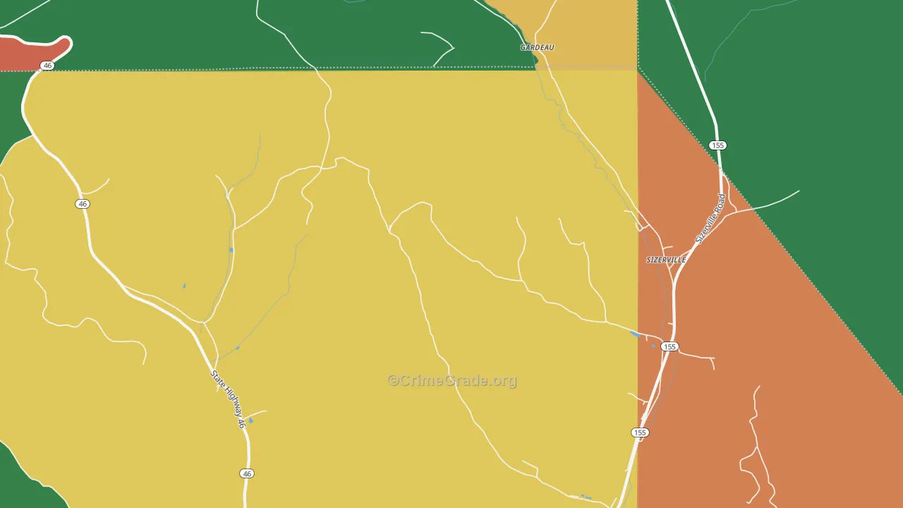 Gardeau, PA Map of Theft Rates
