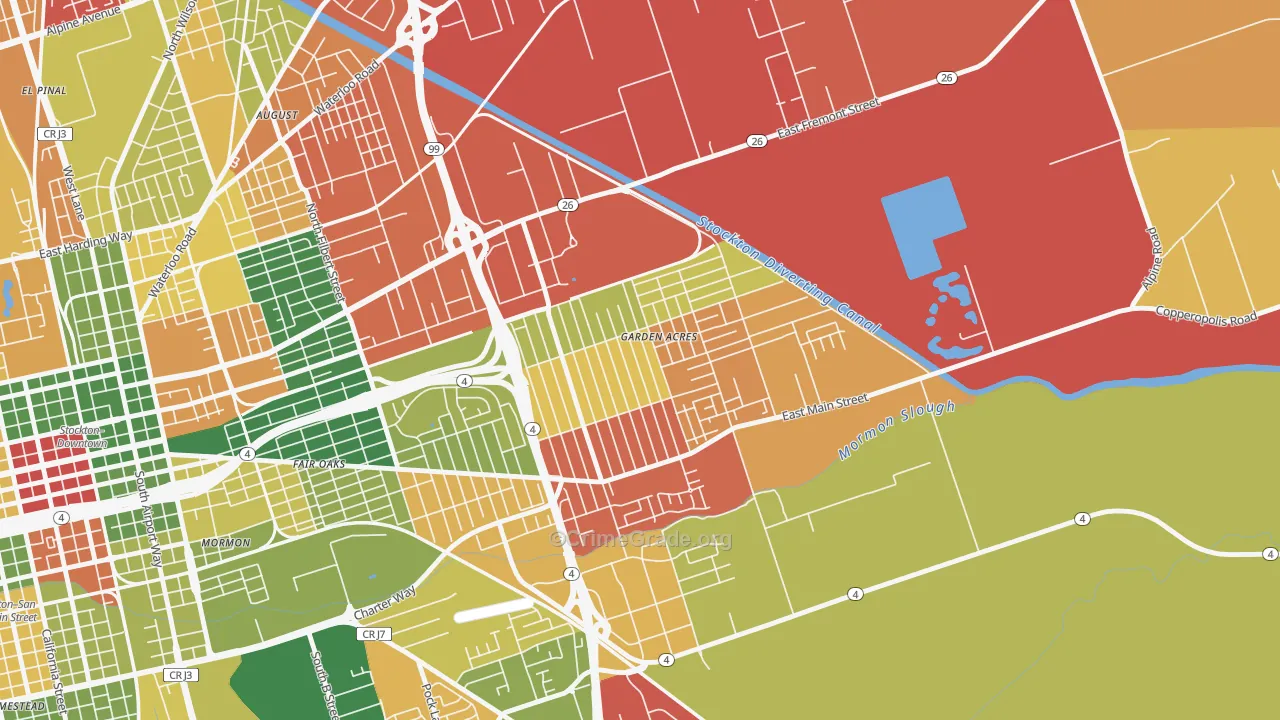 Garden Acres, CA Map of Theft Rates