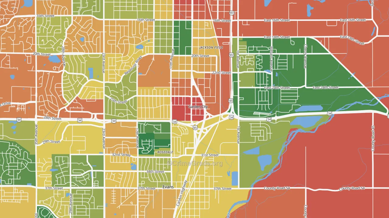 Garden City, CO Map of Theft Rates