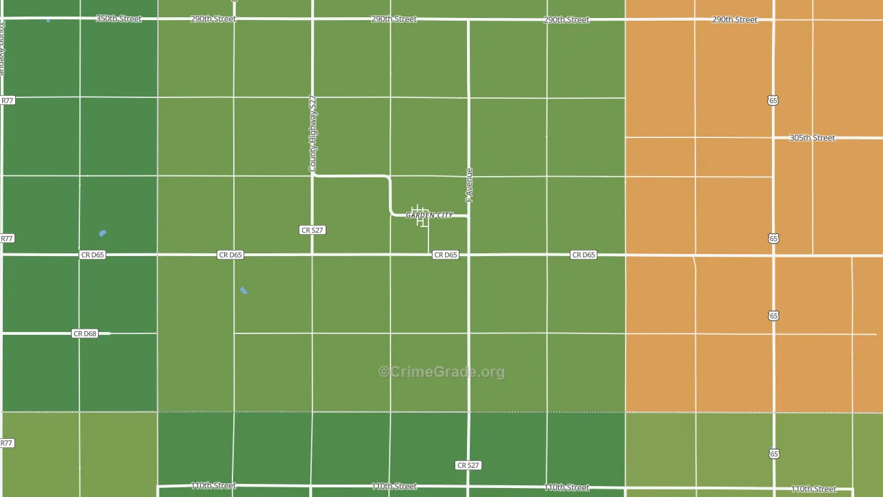 Garden City, IA Map of Theft Rates