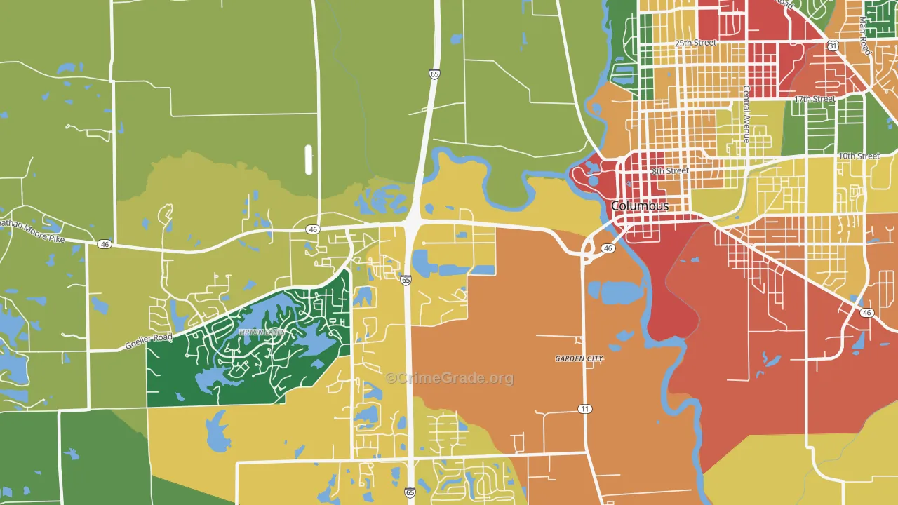 Garden City, IN Map of Theft Rates